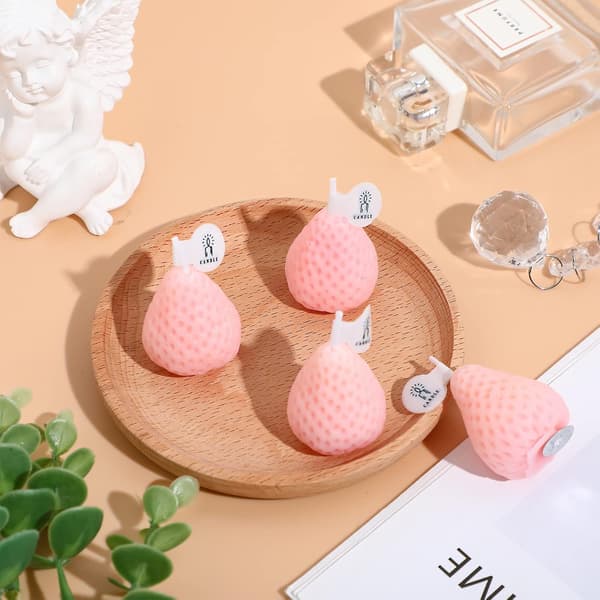 8 st jordbærlys Jordbærformede duftlys Mini sojavokslys Små duftende søde lysvoks Dekorative lys, Pink