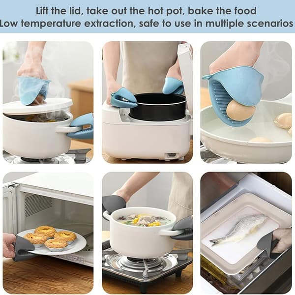 Värmebeständiga ugnshandskar i silikon 3-pack (trefärgade) C Mini för bakning