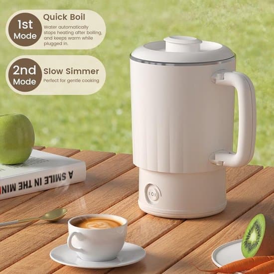 Kettle – Portable Travel Kettle – 600 ml – Compact Kettle – With Foldable Handle – Food-Grade Stainless Steel