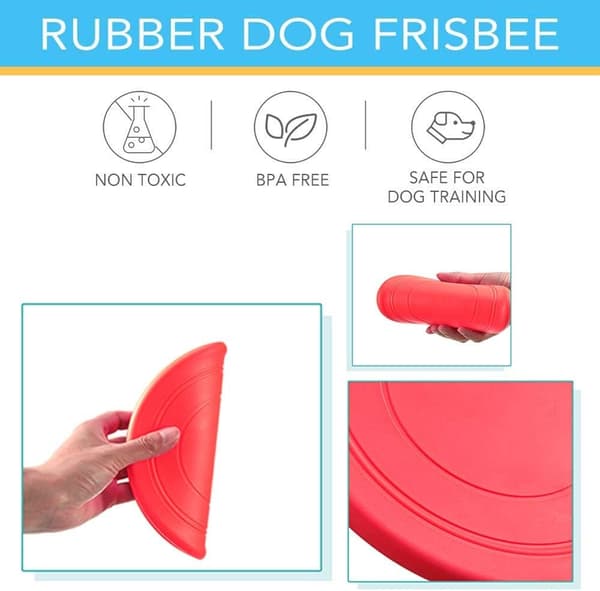 Frisbees för hundar, röda kampleksaker i slitstarkt gummi för de flesta hundar och valpar, 17,8 cm