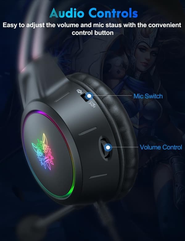 Lett gamingheadset med avtakbare katteører, gradient RGB-lys, kablede over-ear hodetelefoner for PC/PS4/PS5/XBOX/Switch, Virtu