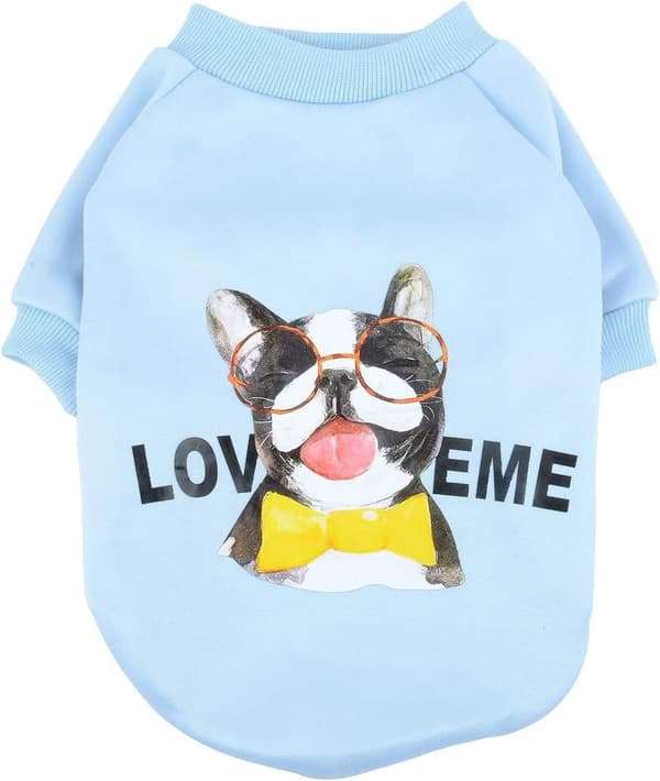 Kläder för små hundar Vinterrock Pullover Sweatshirt Bomullspadderad Valpjacka Kostym för hund Katt Yorkshire Chihuahua Blå L
