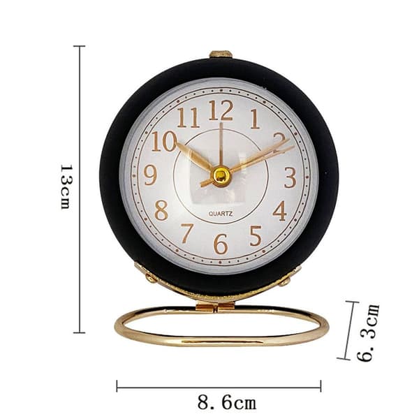 Liten bordsur, klassisk bordsur för barnrum, analog alarm, svart