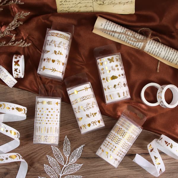 10 ruller Washi-tape, kobbermønster, dekorativ, farverig, fo