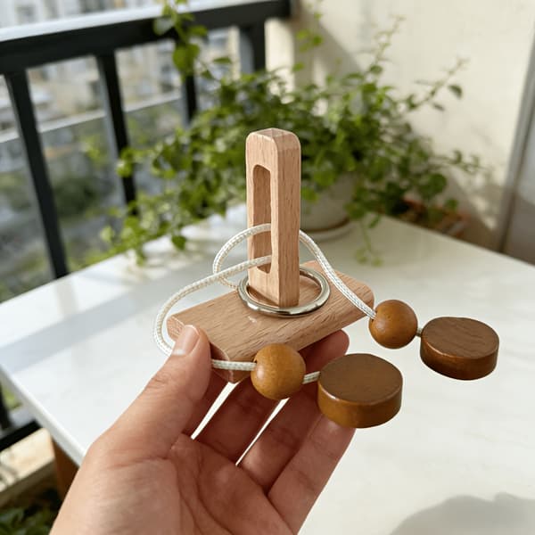 Wooden Ring Puzzle - Intelligence Challenge for Teenagers 1pc 1pc