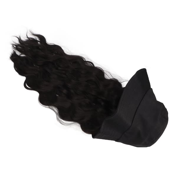 Hat Wig Women Detachable Medium Length Black Brown Curly Wavy Artificial Silk for Daily Party Use