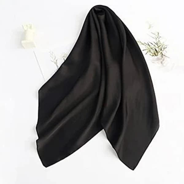 QU-Svart dam silkescarf, siden, lätt, A