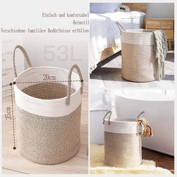Laundry Basket with Handles Foldable Large Woven Laundry Hamper 20 * 30cm KLB
