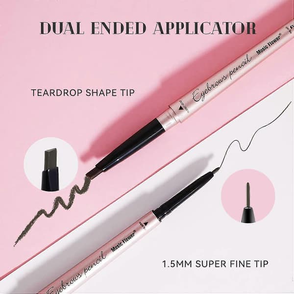 Dual Ended Eyebrow Pencil Waterproof Brow Pen Smudge-Proof Long Lasting Eye Makeup 1-Pack