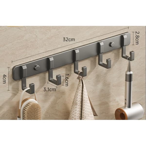 Wall Mounted Coat Rack, Wall Mounted Coat Hook with 5 Hooks, Wall Mounted Coat Hook with Screws, Wall Mounted Coat Hanger for Bedroom, Hallway