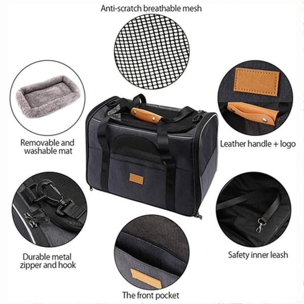 Portable Pet Travel Bag, Foldable Pet Carrier, Black