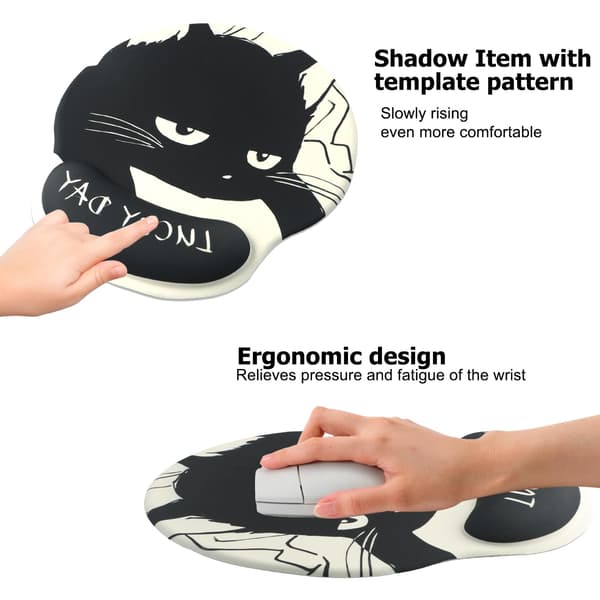 Musematte med håndleddsstøtte Ergonomisk musematte Katt Minneskum Musematte Komfort med gamingmusematte for datamaskin og bærbar PC