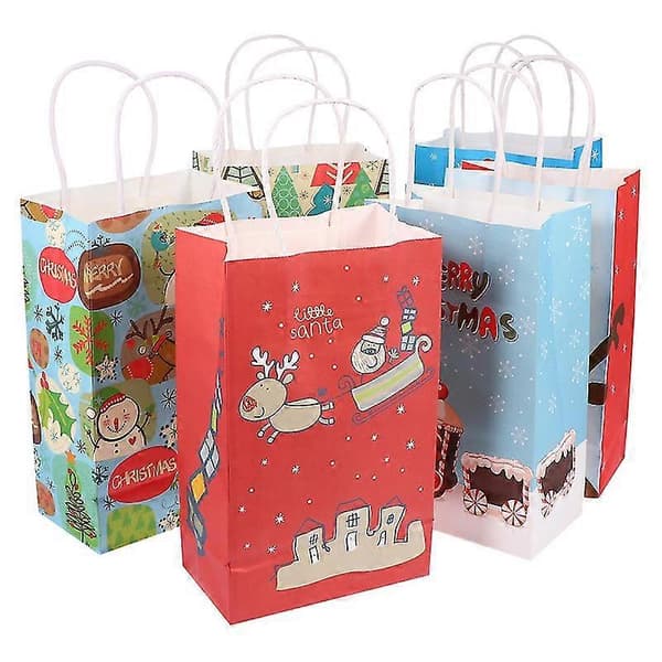 24 st julklappspåsar julmönster presentpåsar kraft presentkasse