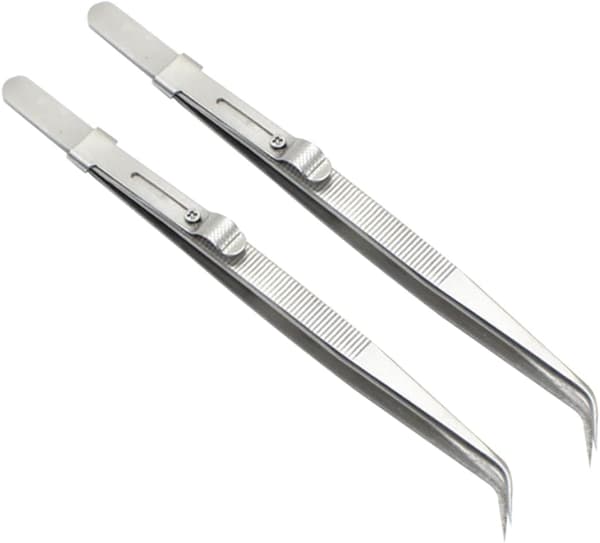 2 st pincettset i stål, multifunktionell design, justerade spetsar, silver, robust precisionsreparationspincettkit