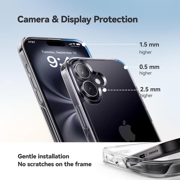 Crystal Clear Case Designed for iPhone 16, Shockproof Protective Phone Cover Thin Slim Case for iPhone 16, Transparent