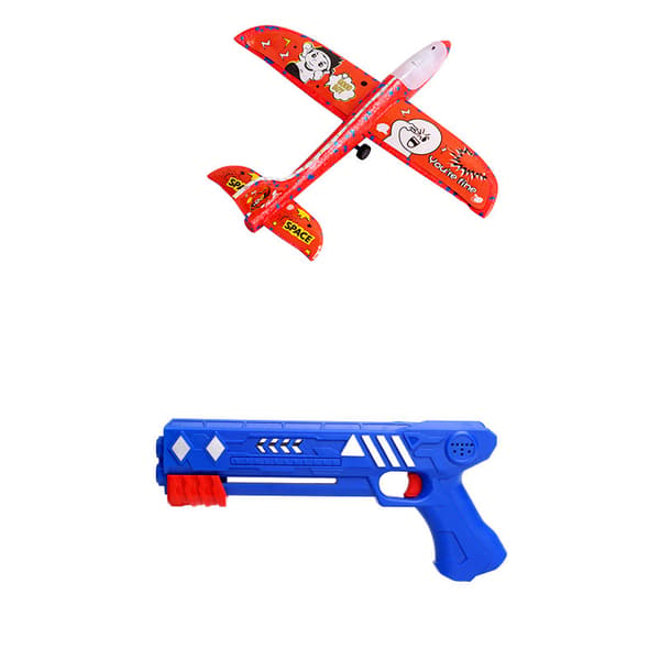 Utomhus Sportleksak för Barn, Skumflygplan med Slunga, Inkluderar 3 Flygplan blue gun 3 airplane blue gun 3 airplane