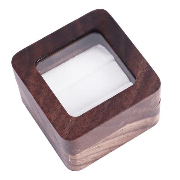 Wooden Double Ring Box with Transparent Lid for Wedding Ceremony, Engagement, and Proposal