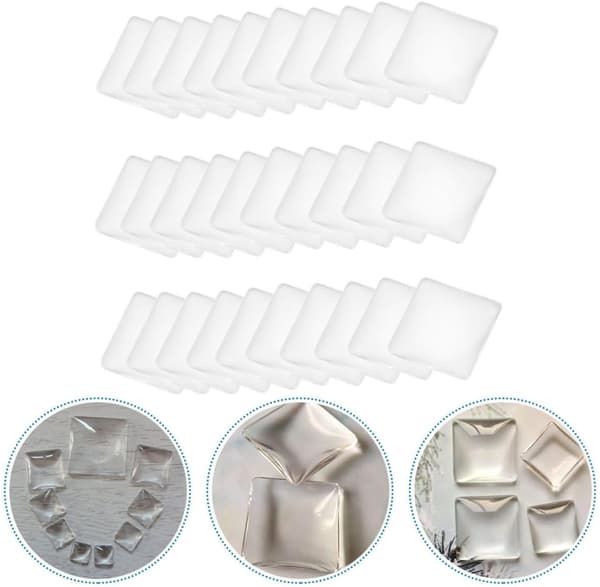 100 stk krystalglaslapper DIY glas cabochons firkantet ædelstenslappe