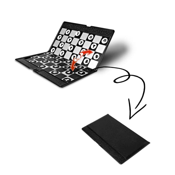 Mini hopfällbar plånbokstyp magnetiskt schack fickbrädespel