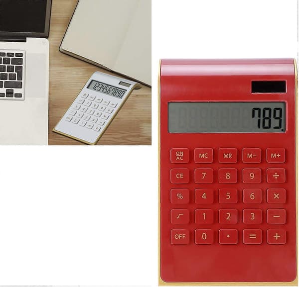 Solar Calculator, Portable 10-Digit Calculator Tilted LCD Screen Slim Elegant, Financial Calculator, Durable to Use