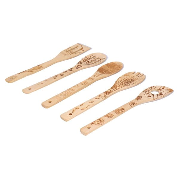 Bamboo Wooden Spoons Personalized Graffiti Spoon Scratch-Resistant High Temperature Resistant Cooking Spatula