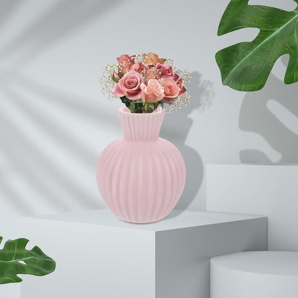 Keramisk Blomstervase Unik Utvendig Design Enkel å Vedlikeholde Rosa Hydroponisk Beholder