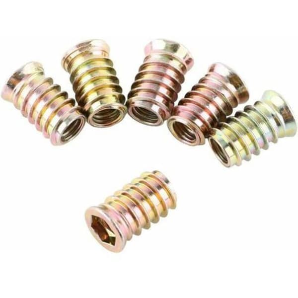 Sekskantmutter, 20 stk M8 Sinklegering Møbel Sekskantdrevet Mutter Gjenget Innsats Treinnsatsmuttere Sortiment (M8×25mm), CMODIHI KLB