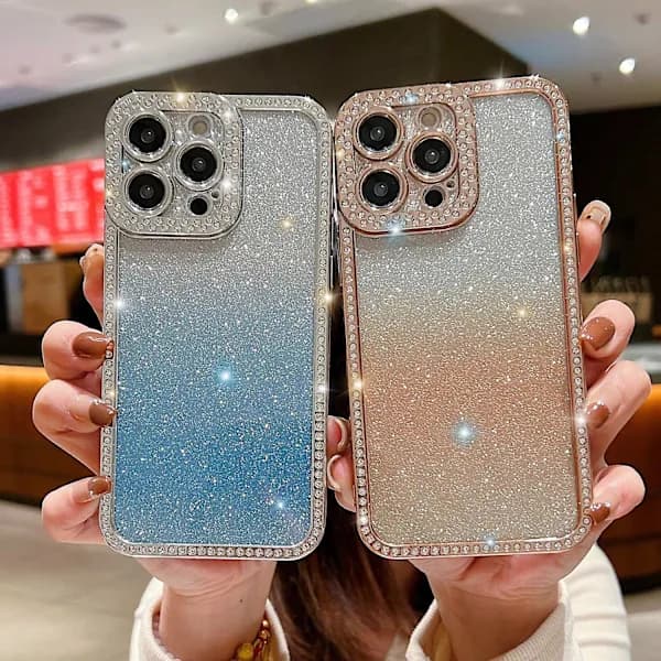 Elektropletteret Bling Glitter TPU-skal til iPhone 15 Pro Max