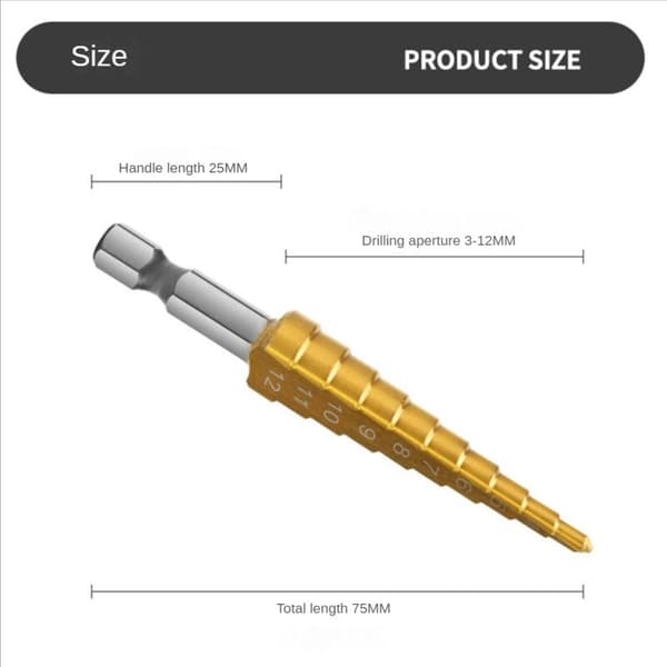 3-12 mm spiralformet trinbor til guitar, stemmestift, pickup, bor, 1/4 tomme sekskantet trinbor