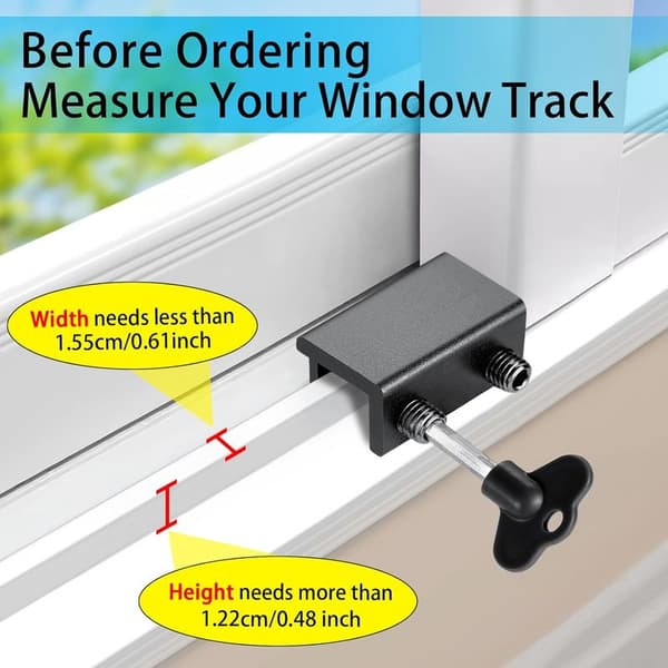 Window Lock, Sliding Window Lock with Key, Easy to Install, Adjustable Security Window Lock for Home and Bedroom Office (Black)