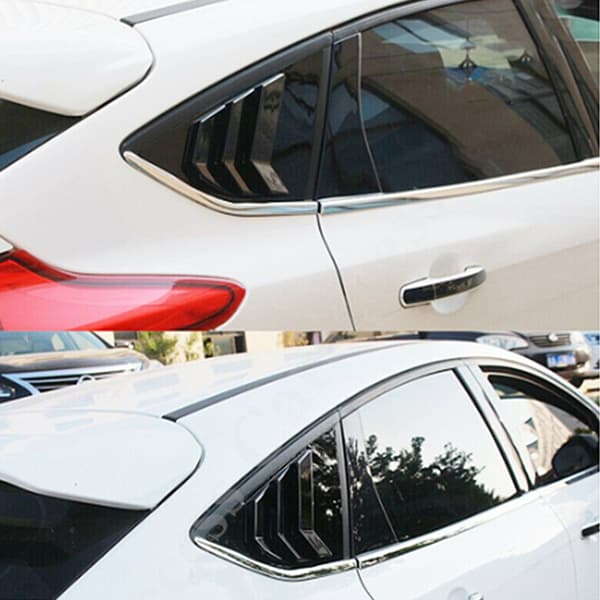 1 Pair Rear Window Louver Decor Accessories Fits Ford Focus ST RS MK3 12-18 Bright Black