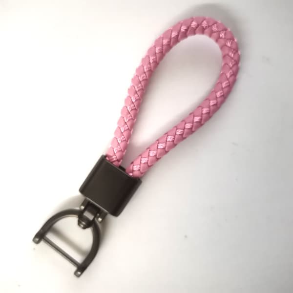 2-delt rød og pink bilnøglering til mænd og kvinder, flettet læder