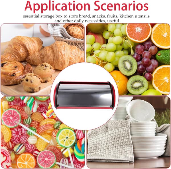 Metal Bread Box, Stainless Steel Storage Container, Drum-shaped Kitchen Container