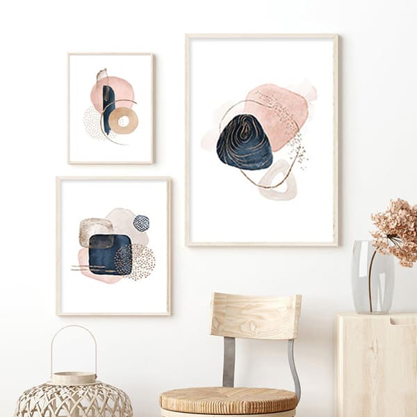 Trendig modern abstrakt rosa beige geometri canvasmålning affisch och tryck väggkonstbild oramad för sovrum vardagsrum heminredning 30*40cm 30*40cm