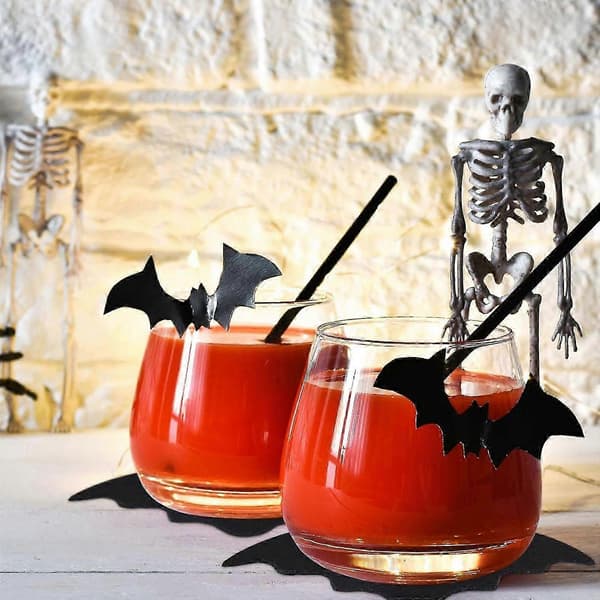 2026 2-pack Halloween-underlägg Koppmattor Halkfria Värmebeständiga Fladdermusformade