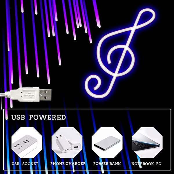 Musiknote LED-neonskilt med batterier og USB-lysdekorasjon for bar, fest, konsert, bryllup
