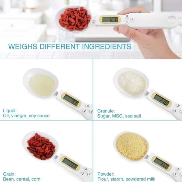 Digital Kitchen Scale with Spoon Scoop Spoon Scale 500g/0.5g Cooking White white