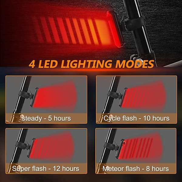LED Cykelbaklampa, 2-pack, Superstark, USB-uppladdningsbar