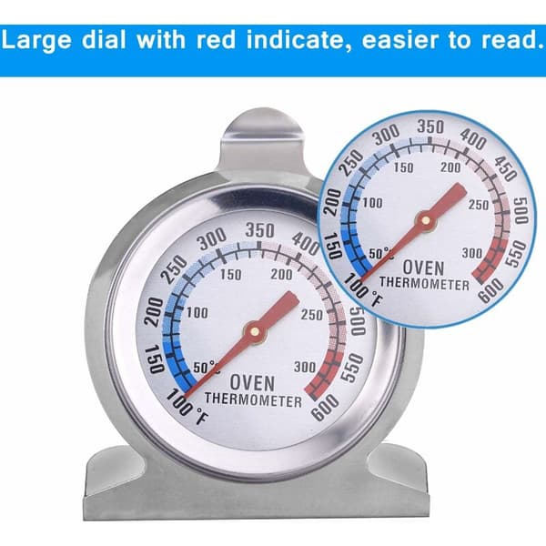 4 stk ovntermometer stor urskive rustfrit stål drift 50°C til 300°C grill ovn BBQ temperaturmåler KLB