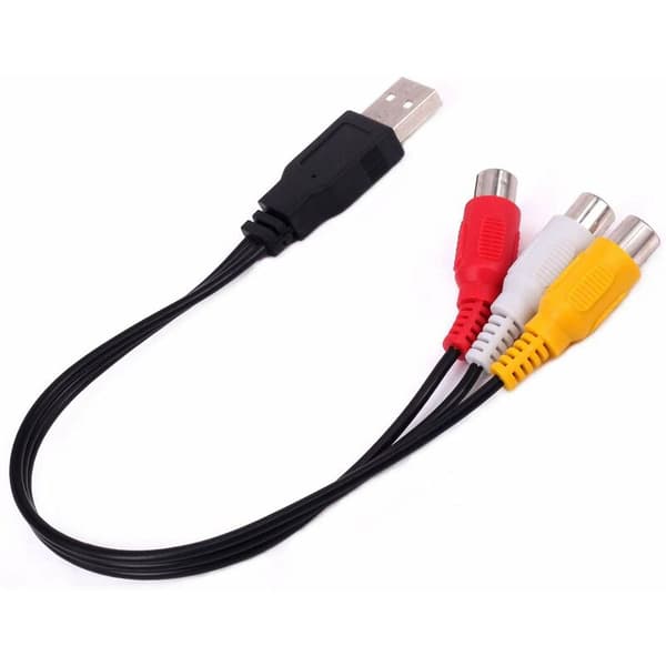 USB til 3RCA han-kabel 0,3 m til 3 RCA hun-jack splitter lyd video AV kompositadapter til TV/PC