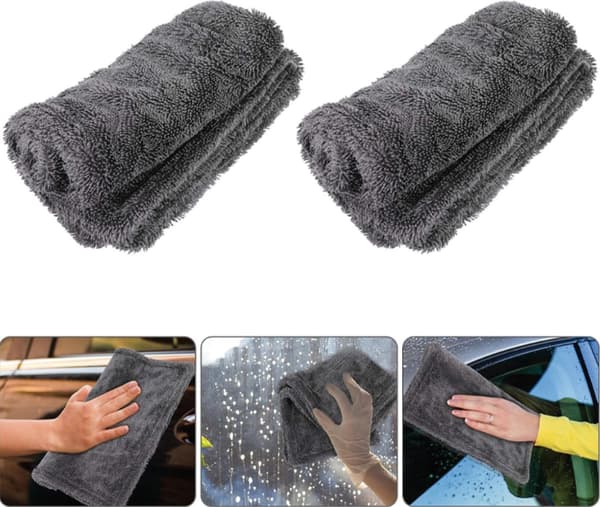 2-delt bilmikrofiberklud - Superabsorberende mikrofiberklud - Bilmikrofiberhåndklæde - Mikrofiberrengøringsklude til bilvask ...