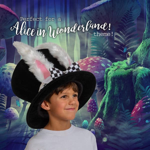White Rabbit Top Hat - Rabbit Costume Hat with Ears for Adults KLB
