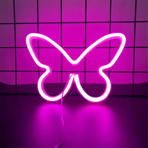 Butterfly Neon Light Pink Neon Sign Neon Wall Lamp USB or Battery Powered