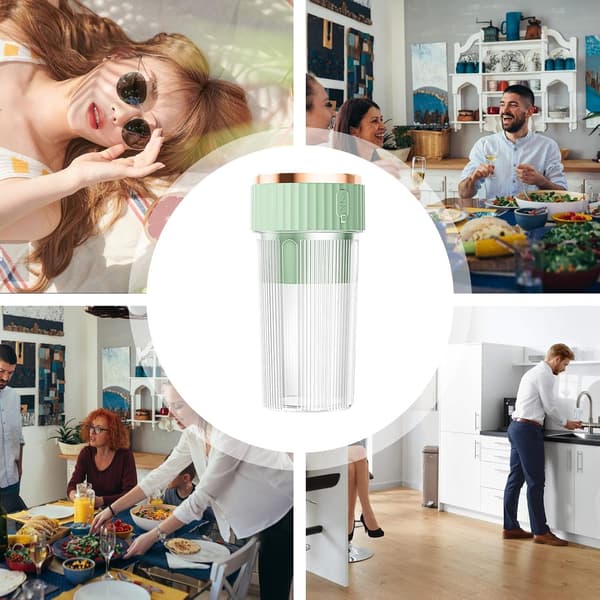 Bærbar Mini Juicer Blender Kop | Genopladelig Juicer | Blender til Shakes og Smoothies | Mini Blender til Udendørs Rejser - Grøn