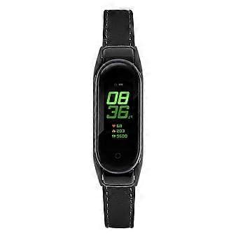 For Xiaomi Smart Band 8 Genuine Leather Strap with Black Watch Case Style D Style D