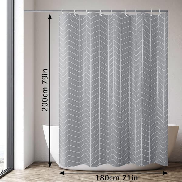 Suihkuverho 180x200CM Vedenpitävä polyesterikangas Konepestävä kylpyhuoneverho 12 koukulla Harmaa