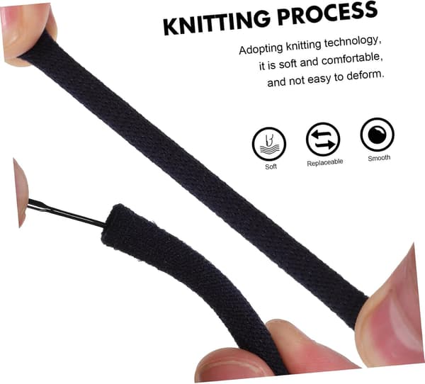 Knitted Glasses Frame End Tips Sleeves Cushions Black 2 Pairs Glasses Ear Grips Holders Soft Protective Covers