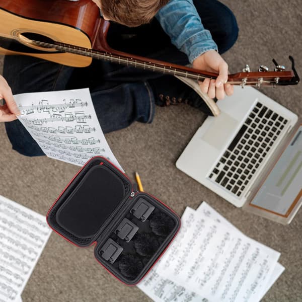 Wireless Microphone Bag, Black Canvas Microphone Storage Pouch with Shockproof Protection