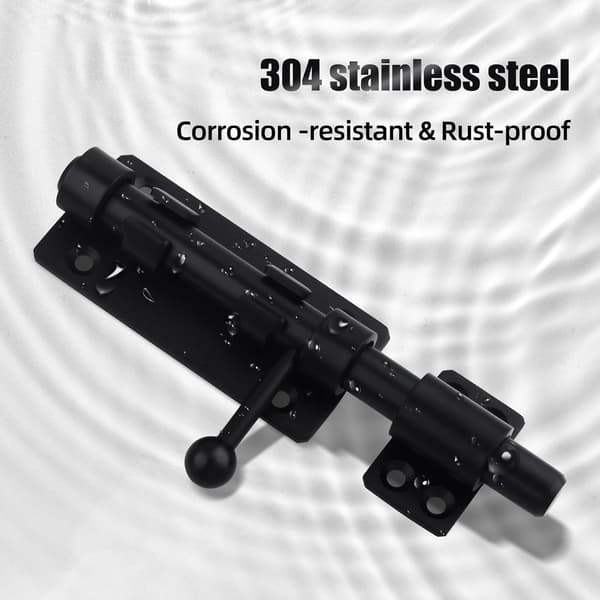 Kraftig skydedørslås 15 cm, 160 mm mat sort skydedørslås i rustfrit stål-FA-