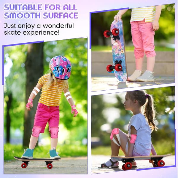 7 stk. skateboard-sæt til børn, klassisk enhjørning, alder 2-5 år, 17 x 5''